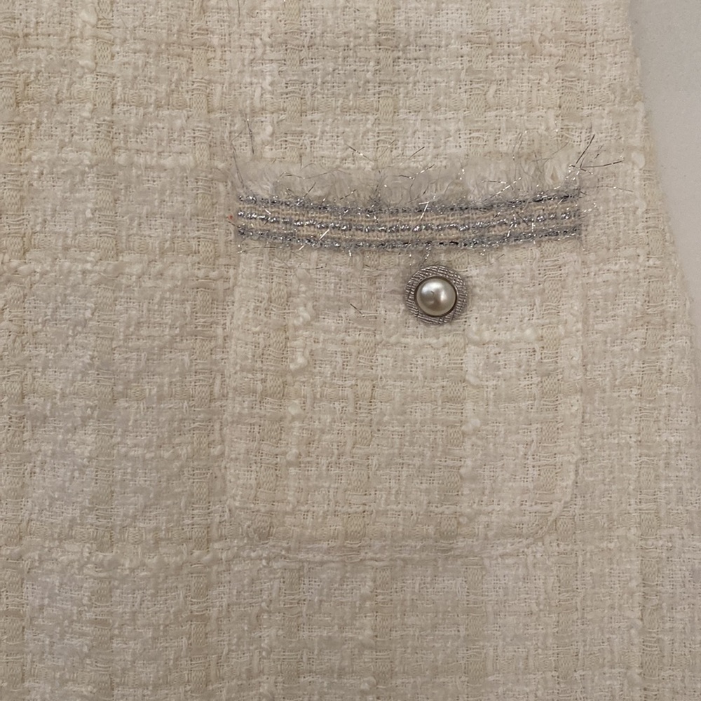 Zara Snow White Tweed High-Waist Skirt - Picture 2 of 5